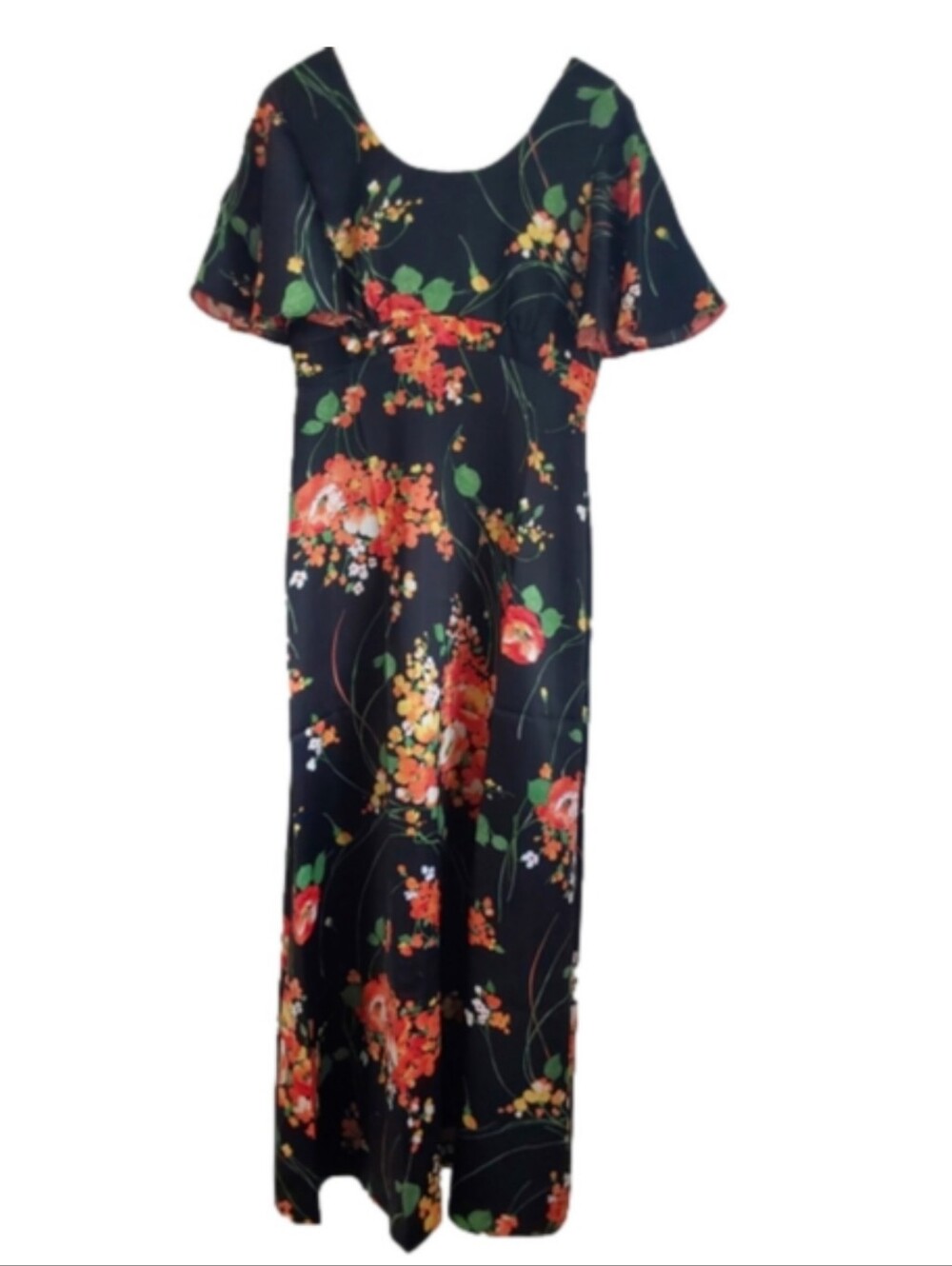 Vintage 60's/70's Tori Richard Honolulu Bright Floral Maxi Dress sz 14 - Picture 16 of 16